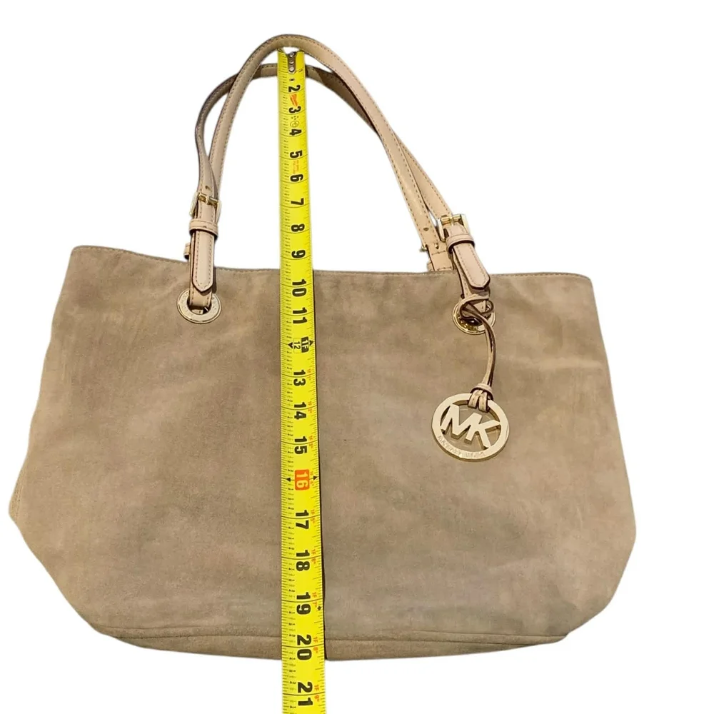 ​Michael Kors Fulton Large N/S Suede Tote‎ Bag Dark Dune Taupe Open Bucket - Picture 7 of 9